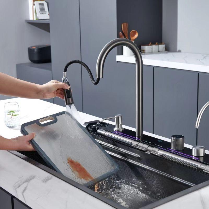 Tesrin YN-K105 Luxury Kitchen Sink with Rocking The New Waterfall Fauct