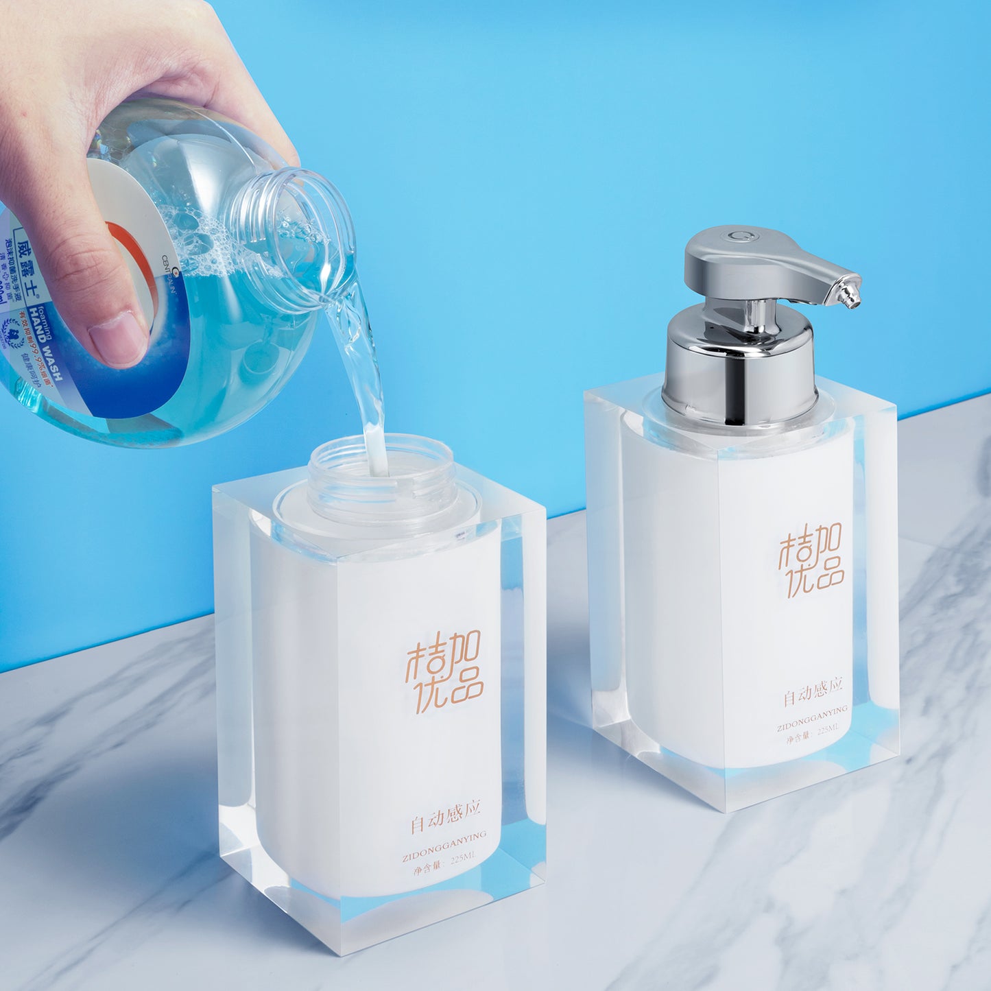 Tesrin Resin small square bottle automatic soap dispenser