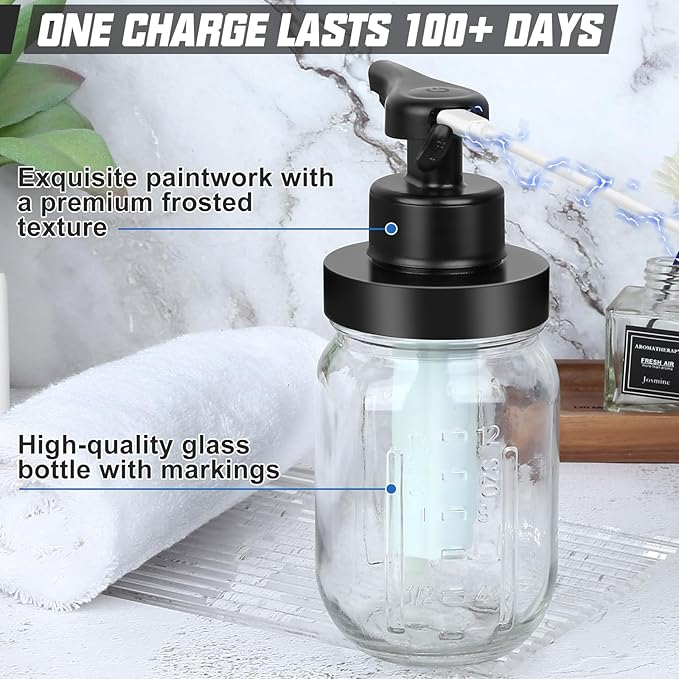 Tesrin Glass Clear Mason Jar Automatic Soap Dispenser