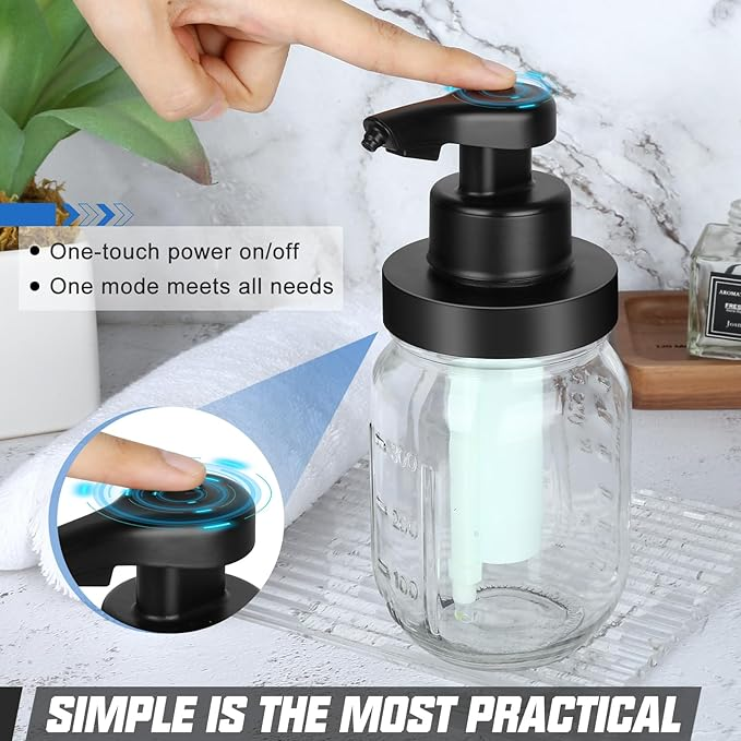 Tesrin Glass Clear Mason Jar Automatic Soap Dispenser