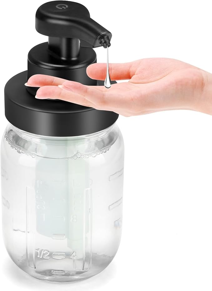 Tesrin Glass Clear Mason Jar Automatic Soap Dispenser