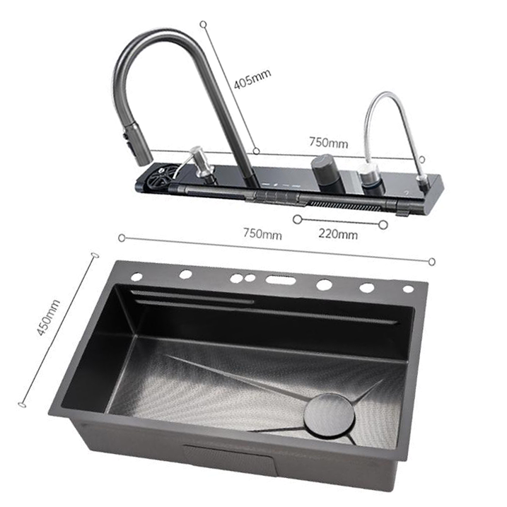 Tesrin YN-K105 Luxury Kitchen Sink with Rocking The New Waterfall Fauct