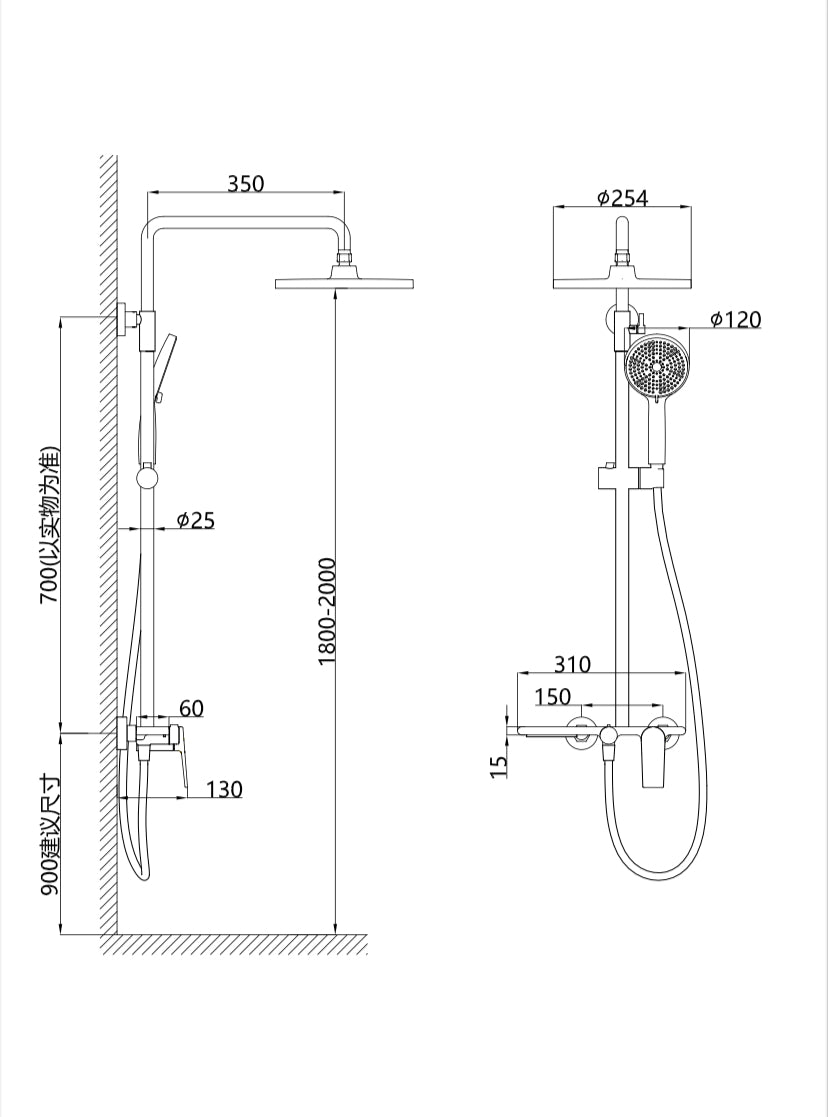 Tesrin Bathroom shower system with bathroom multiple multifunctional faucets Nine -piece suit