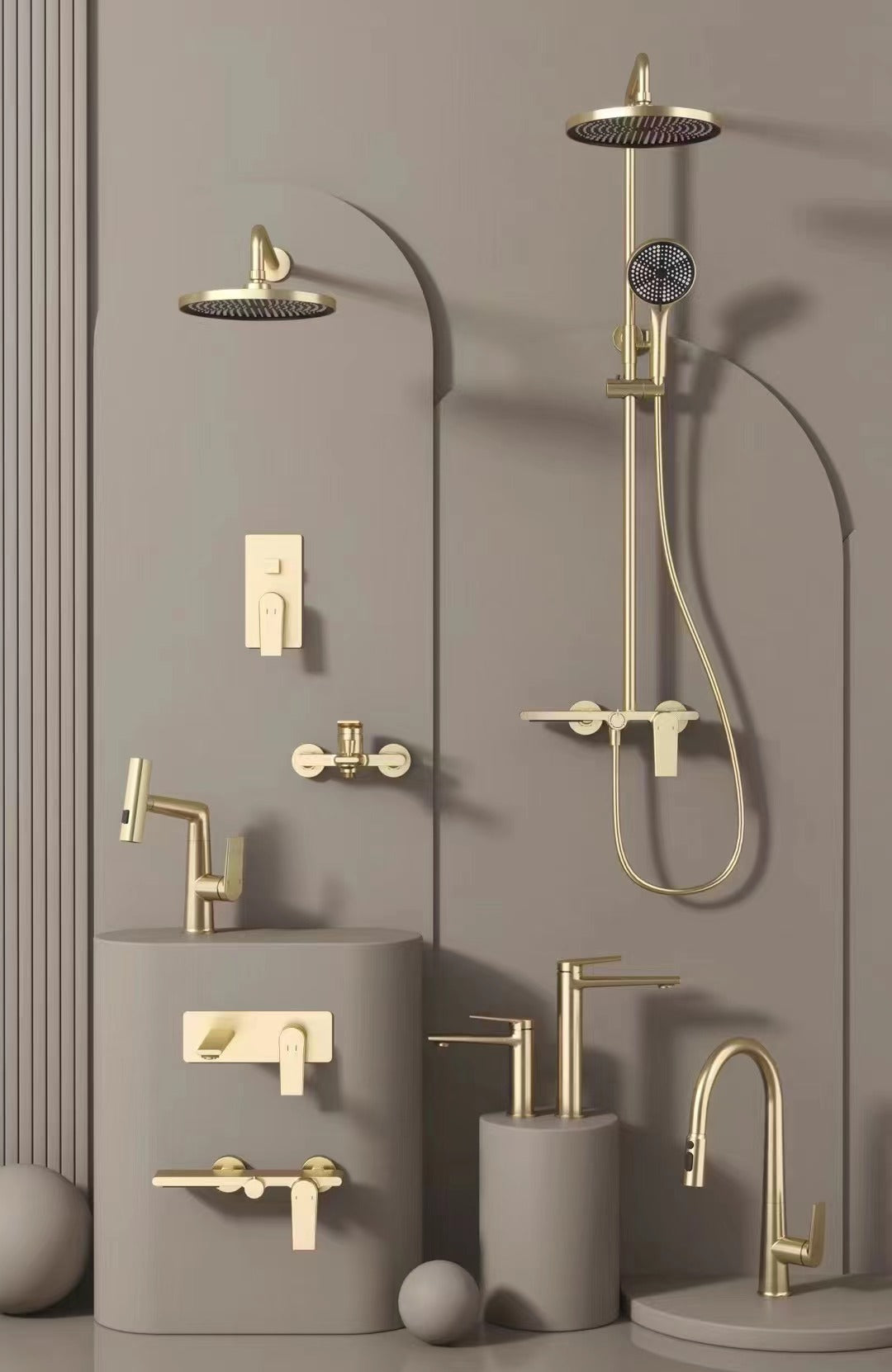 Tesrin Bathroom shower system with bathroom multiple multifunctional faucets Nine -piece suit