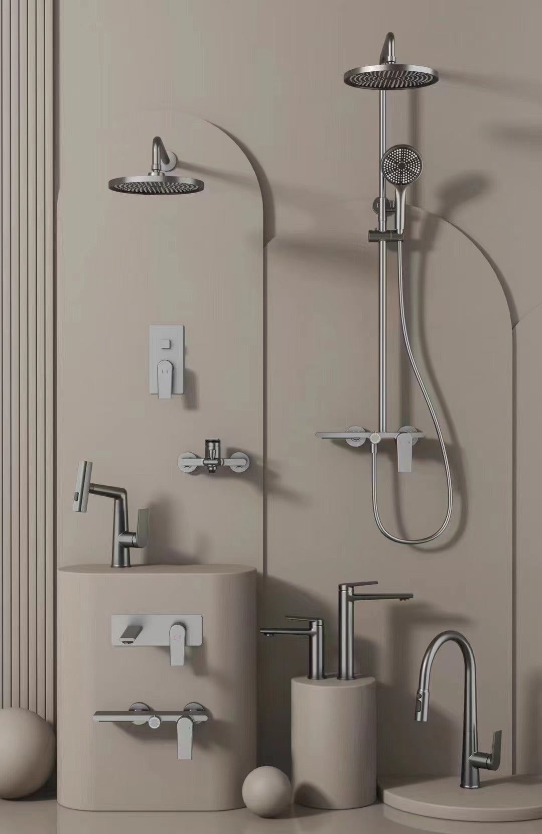 Tesrin Bathroom shower system with bathroom multiple multifunctional faucets Nine -piece suit