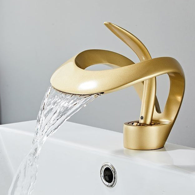 Tesrin MF002 Minimalist Waterfall Style Full Copper Bathroom Faucet