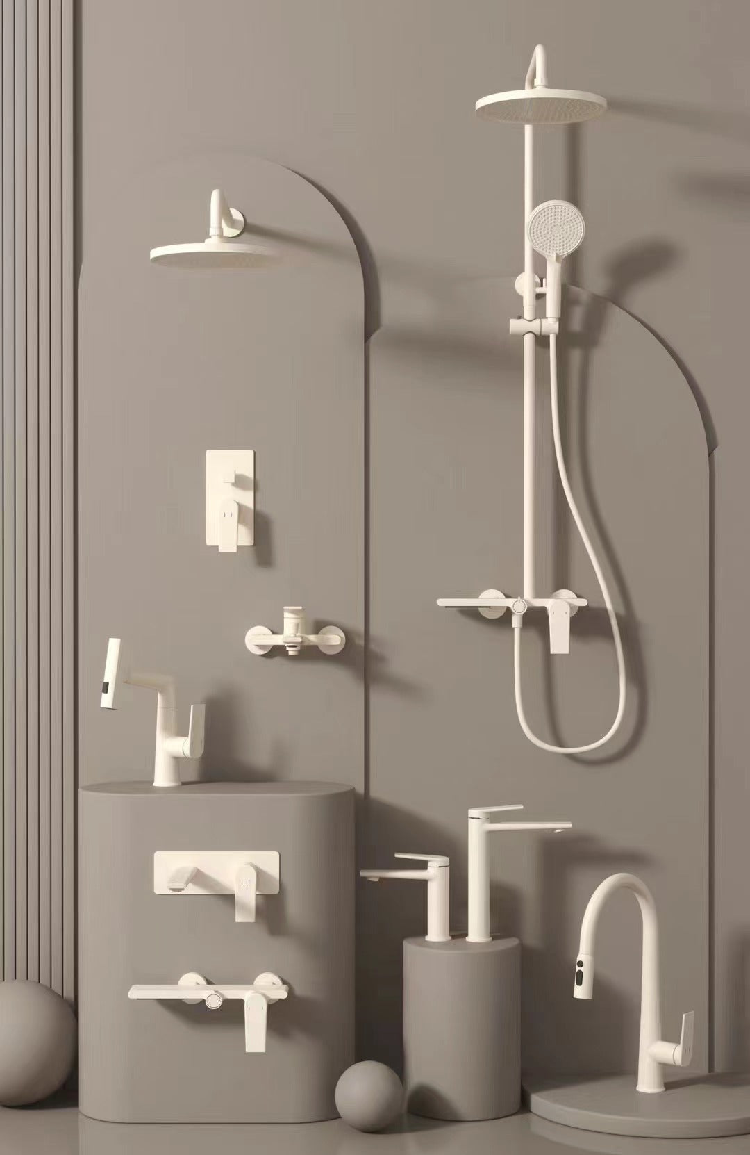 Tesrin Bathroom shower system with bathroom multiple multifunctional faucets Nine -piece suit